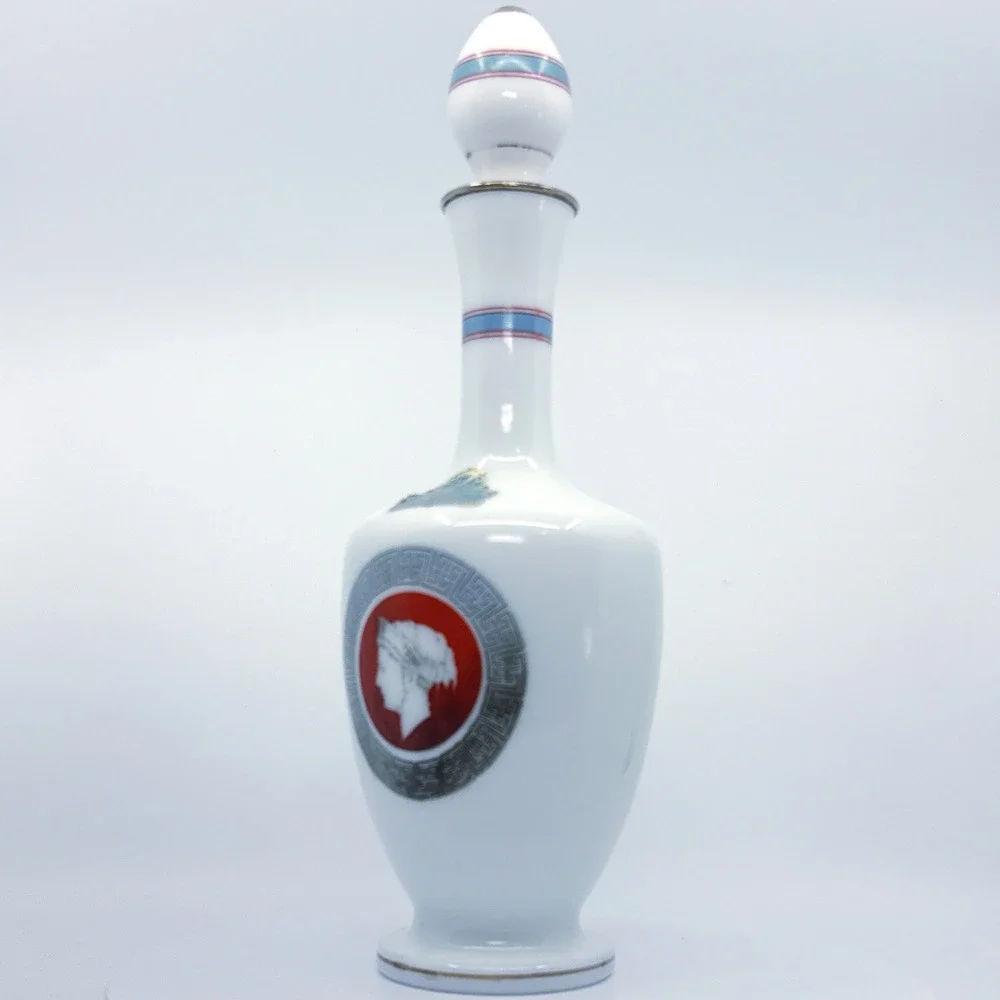 Vintage Grand Marnier Milk Glass Decanter Cuvee Speciale Greco Roman W/ Stopper